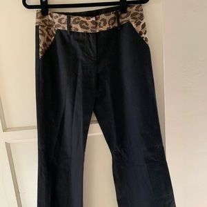 Black and leopard DVF dress pants